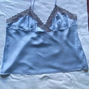 Hillard & Hanson Light Blue Polka Dot Silk Baby Doll Pajamas XXL